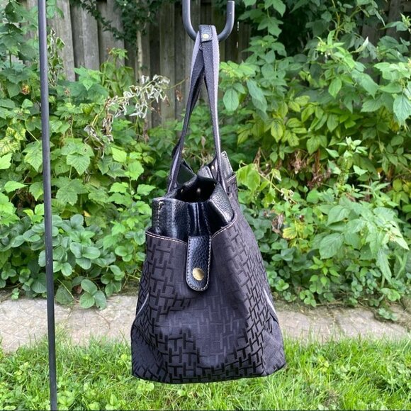 Tommy Hilfiger Black Nylon Signature  Satchel - Picture 5 of 13